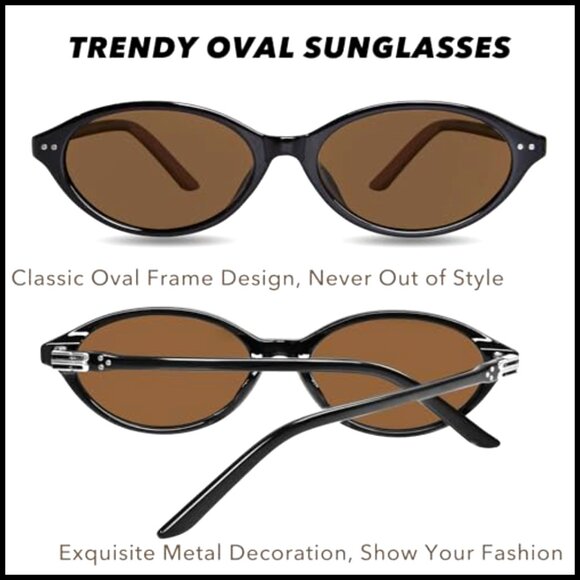 TR90 Polarized Sunglasses Vintage Oval Cat Eye Shape Lightweight
